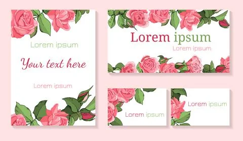 Set of rose templates for gift boxes and invitations Stock Illustration