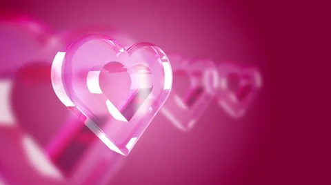 Set of rotate pink heart in depth of field loop Stock Footage 69049777