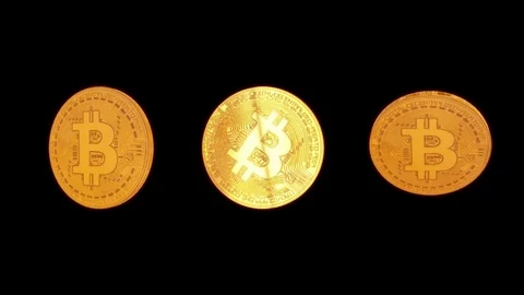 Set of rotating golden bitcoin Stock Footage 84819345