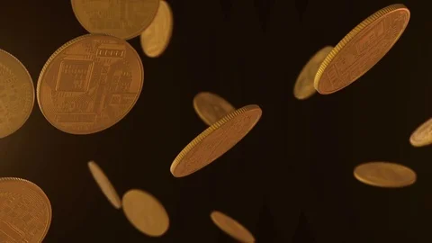 Set of rotating golden bitcoin Stock Footage 84819465
