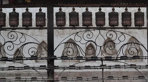 A set of rotating prayer wheels. Slider/dolly shot Stock Footage 58973214