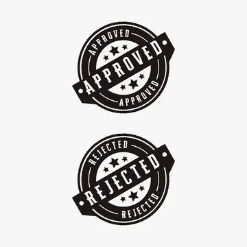 Set of rough approved and rejected stamp label seal badge logo vector Illustrazione stock