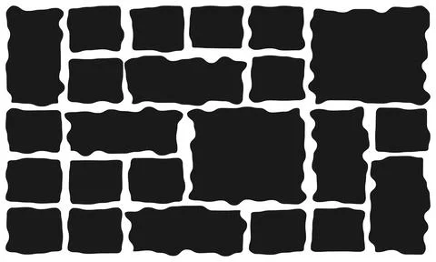 Set of rough edge rectangles in black, intricate tiled block composition fo.. Stock Illustration