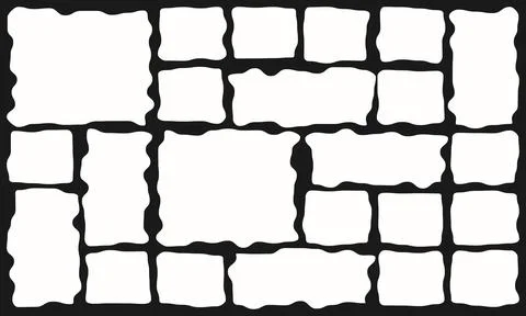 Set of rough edge rectangles in white, intricate tiled block composition fo.. Illustration