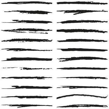 Set of rough grunge vector brushes. Black lines with torn edges isolated Stock Illustration