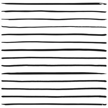Set of rough hand-drawn horizontal lines. Collection of vector brushes Stock Illustration