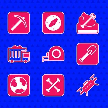 Set Roulette construction, Archeology, Drone, Shovel, Earth globe, Mining d.. Stock Illustration