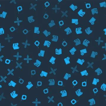 Set Roulette construction, Audio book, and Crossed pencil on seamless pattern Illustrazione stock