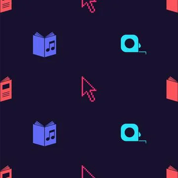 Set Roulette construction, Audio book, Pixel arrow cursor and Open on seamless Stock Illustration