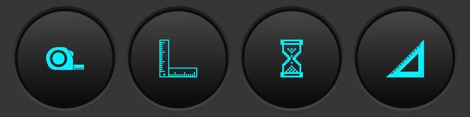Set Roulette construction, Folding ruler, Hourglass pixel and Triangular icon Stock-Illustration