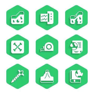 Set Roulette construction, Volcano, Earth globe and book, with document, Cons イラスト素材