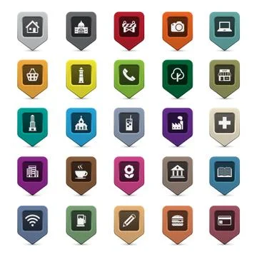 Set of round 3d map pointers 스톡 일러스트