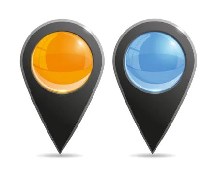 Set of round 3D map pointers Stock Illustration