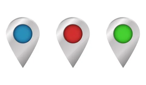 Set of round 3D map pointers Illustrazione stock