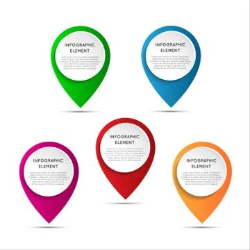 Set of round 3D pointers isolated o white background, modern infographic elem 스톡 일러스트