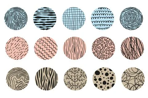 Set of round abstract shapes, backgrounds, patterns, icons for social networks Stock Illustration