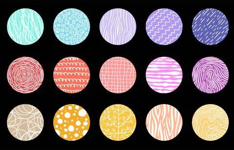 Set of round abstract shapes, backgrounds, patterns, icons for social networks Illustrazione stock