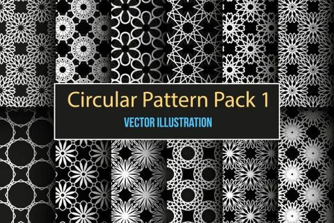 Set of round and circular decorative patterns 스톡 일러스트
