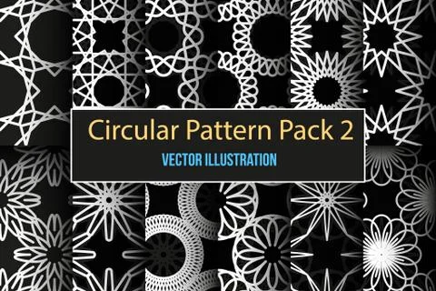 Set of round and circular decorative patterns 스톡 일러스트