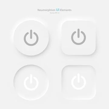 A set of round and square power buttons on a white background. Stock Illustration