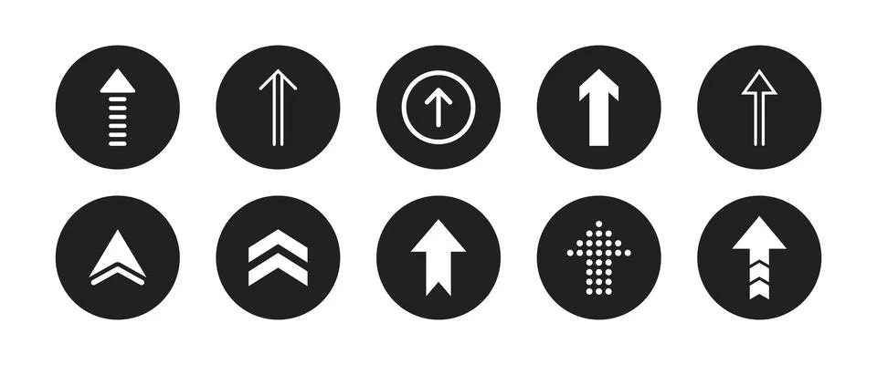 Set of round arrows button icons. Black circular arrow icon collection Stock Illustration