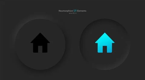 A set of round buttons with gray and blue home symbols. User interface elements Stock Illustration