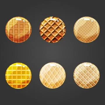Set of round buttons with waffle texture Stock Illustration