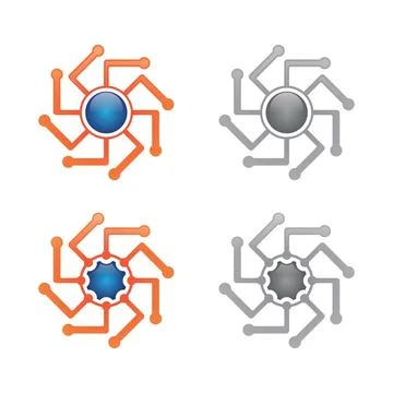 Set round circuit board technology icon for your best company Stock Illustration