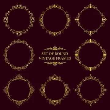 Set of round classic vintage frames Stockillustratie