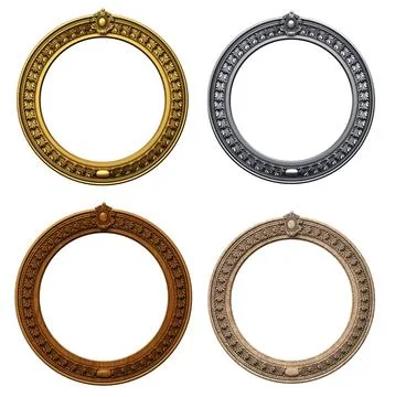 Set of round classical baroque carved frames Illustrazione stock