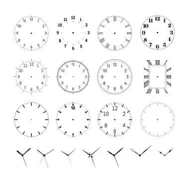 Set of round clock faces Stock Illustration