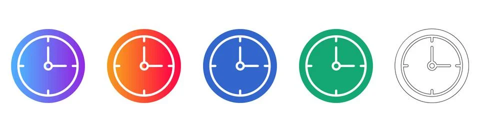 Set of Round Clock UI Elements イラスト素材