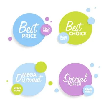 Set of Round colorful vector shapes. Abstract vector banners. Material Desi.. Stockillustratie
