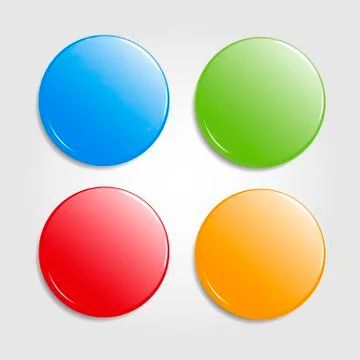 Set of round colorfull web buttons isolated on light background. Glossy badge Stock Illustration