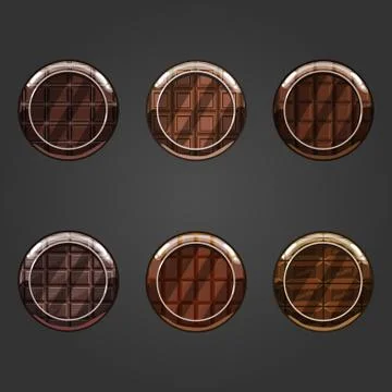 Set of round concave chocolate buttons Stock Illustration