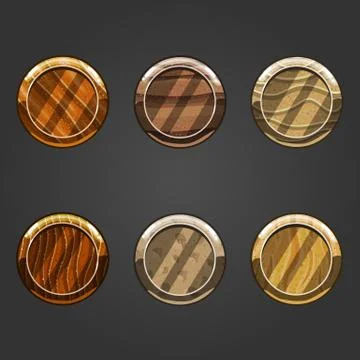 Set of round concave sand buttons Stock Illustration