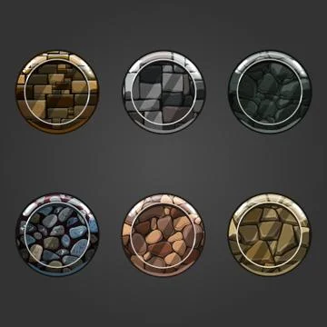 Set of round  concave stone buttons Stock Illustration