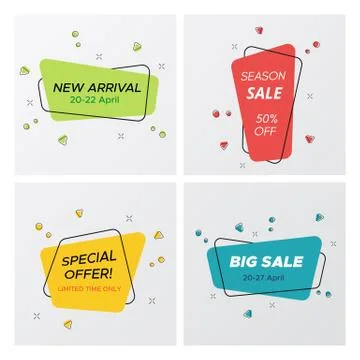 Set of round corners rectangle promo sale tags Stock Illustration