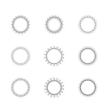 Set of round decorative borders. Vector illustration. Stock Illustration