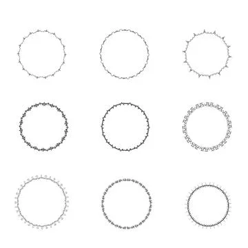 Set of round decorative borders. Vector illustration. Stock Illustration