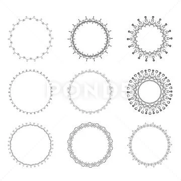 Set of round decorative borders. Vector illustration.: Royalty Free ...