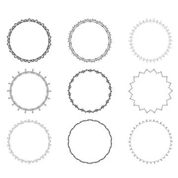 Set of round decorative borders. Vector illustration. Stock Illustration