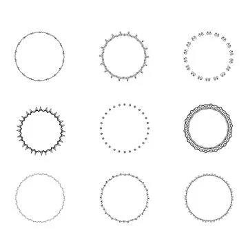 Set of round decorative borders. Vector illustration. Stock Illustration