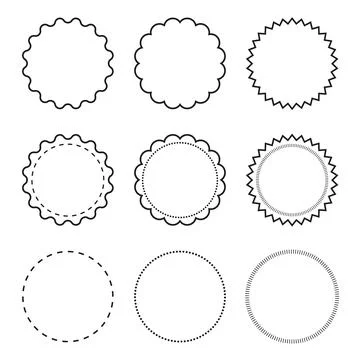 Set of round decorative labels borders frames Illustrazione stock