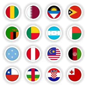 Set of round flag buttons Stock Illustration