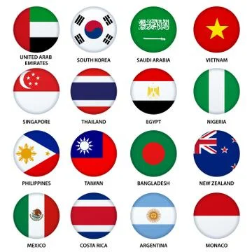 Set of round flags buttons Stock Illustration