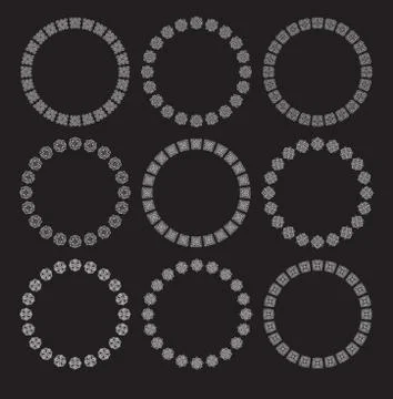 Set of round frames on a black background Stock Illustration