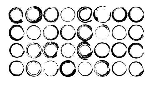 Set of round frames. Borders collections. Collages elements on white backgrou Stock Illustration