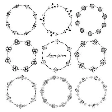 Set of round frames for decoration. Vector illustration. イラスト素材