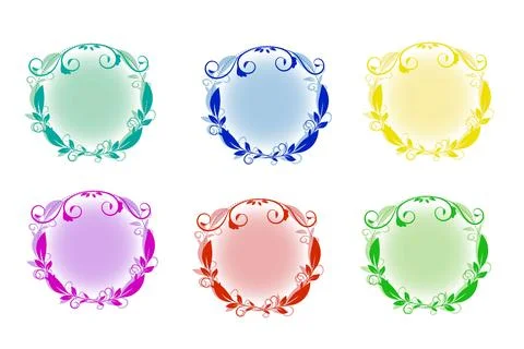 Set of round frames with floral design Stock Illustration